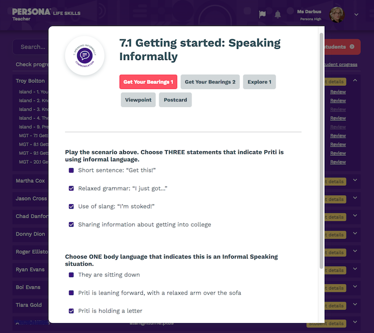 Persona Life Skills - review student input